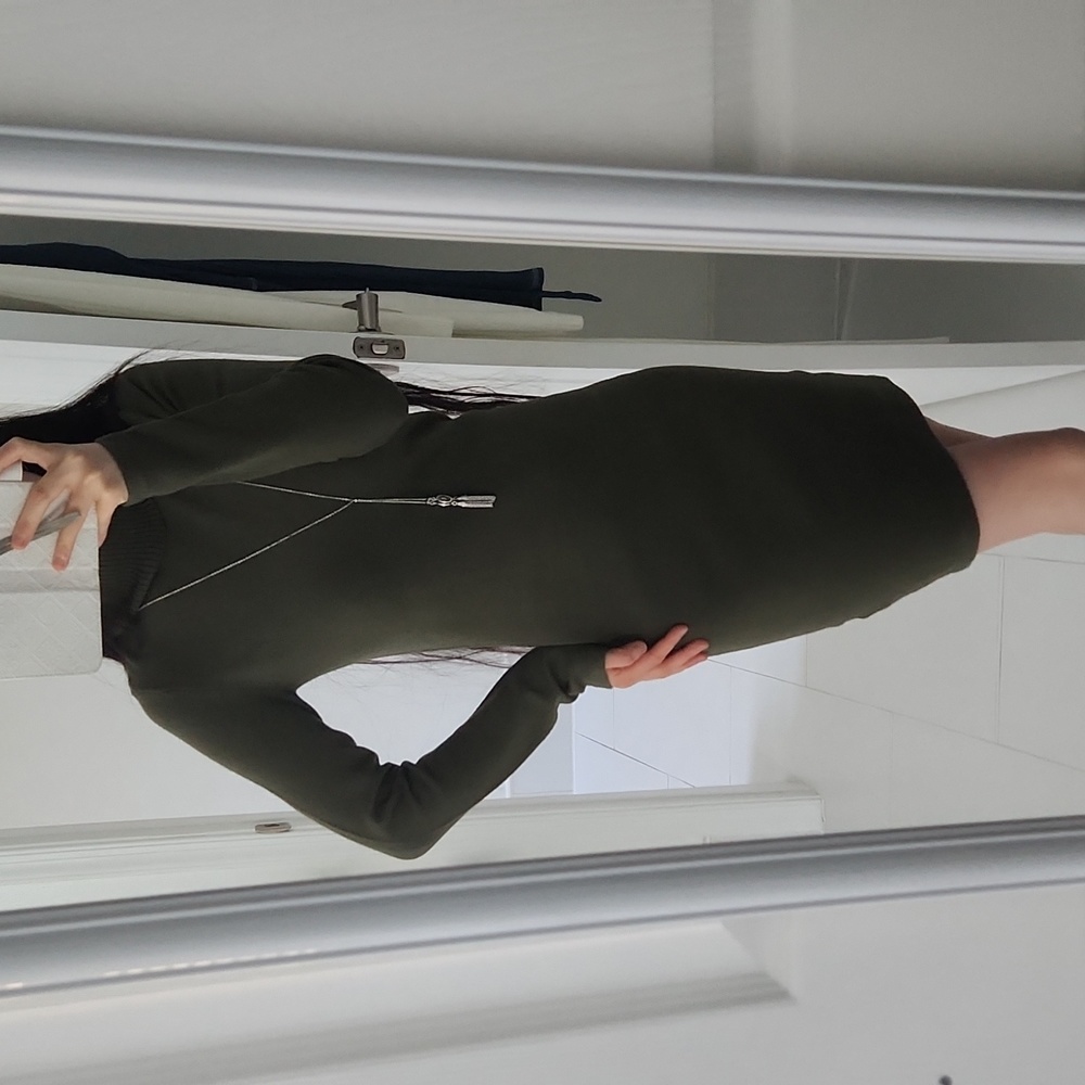 French Connection - Soft Turtleneck Long Sleeve Sweater Dress, Olive Night, NWT